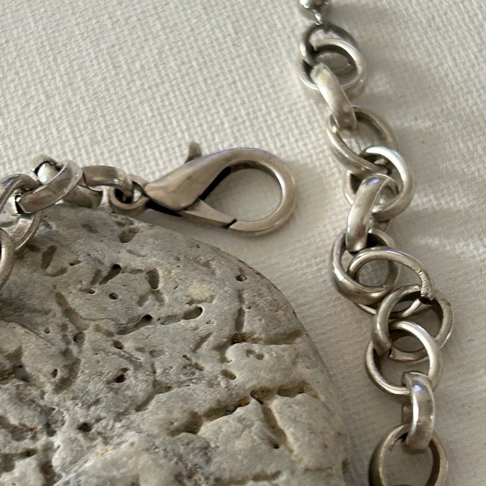 Silver Charm Necklace with Lion and Cross Pendants - Picture 3 of 10